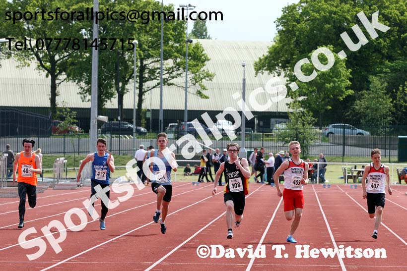 Mens under-20 100 metres, North Eastern Track and Fields Champs., Middlesbrough. Photo: David T. Hewitson/Sports for All Pics